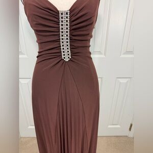 💥HP💥Rich chocolate rhinestone and pleat gown. Aspeed USA Y2K Great condition XS
